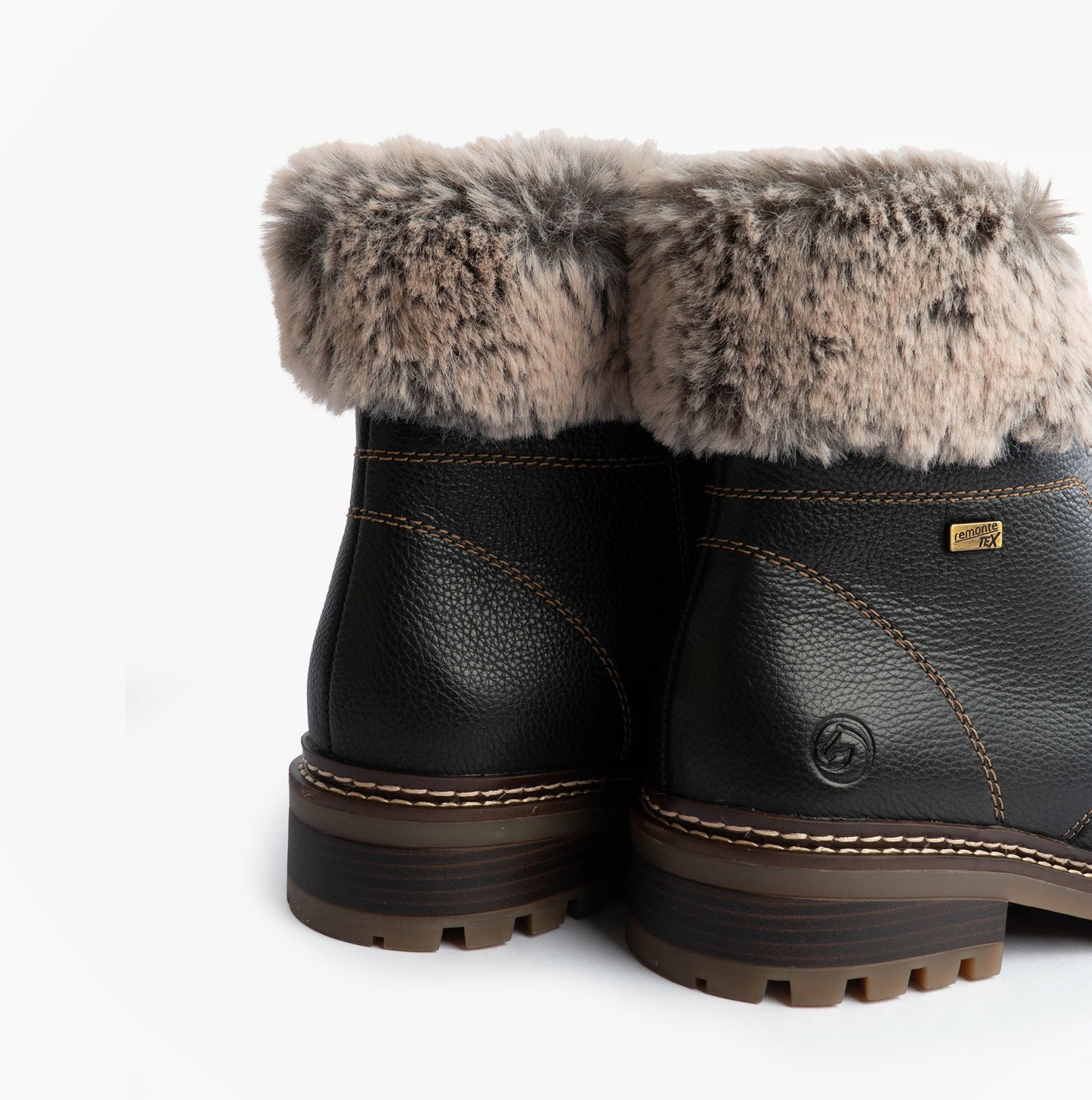 D0B74-01 Womens Fur Ankle Boots Black