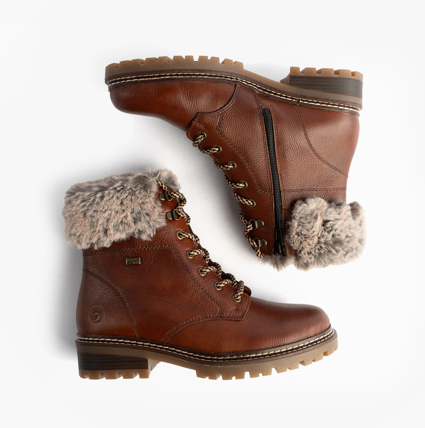 D0B74-24 Womens Fur Ankle Boots Brown
