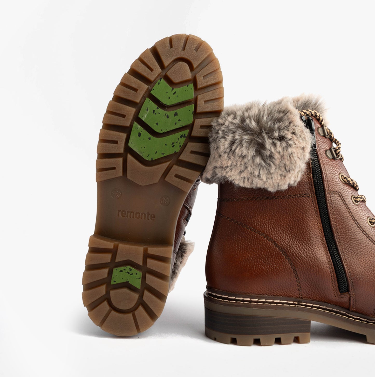 D0B74-24 Womens Fur Ankle Boots Brown