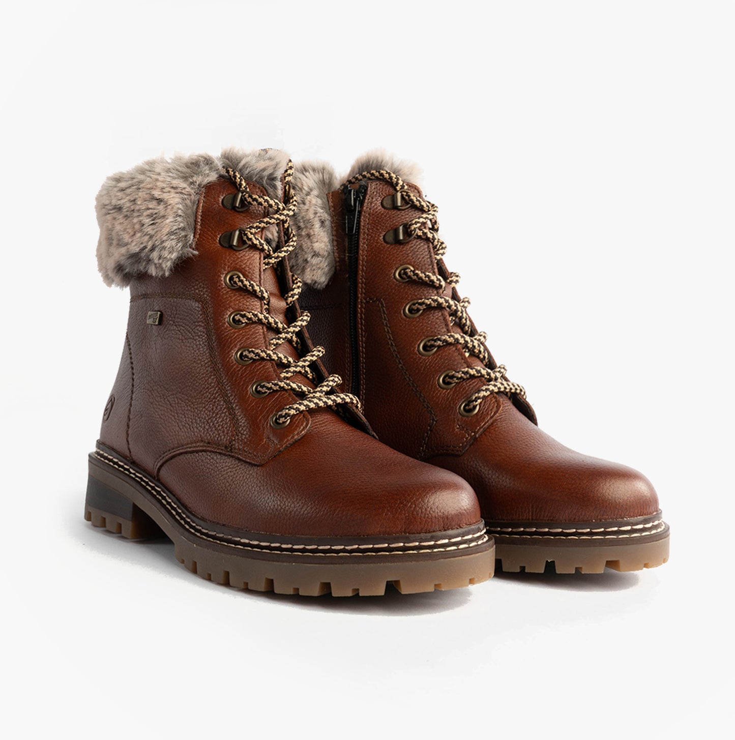 D0B74-24 Womens Fur Ankle Boots Brown