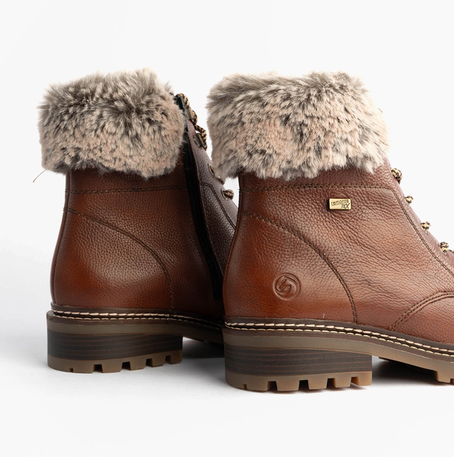 D0B74-24 Womens Fur Ankle Boots Brown