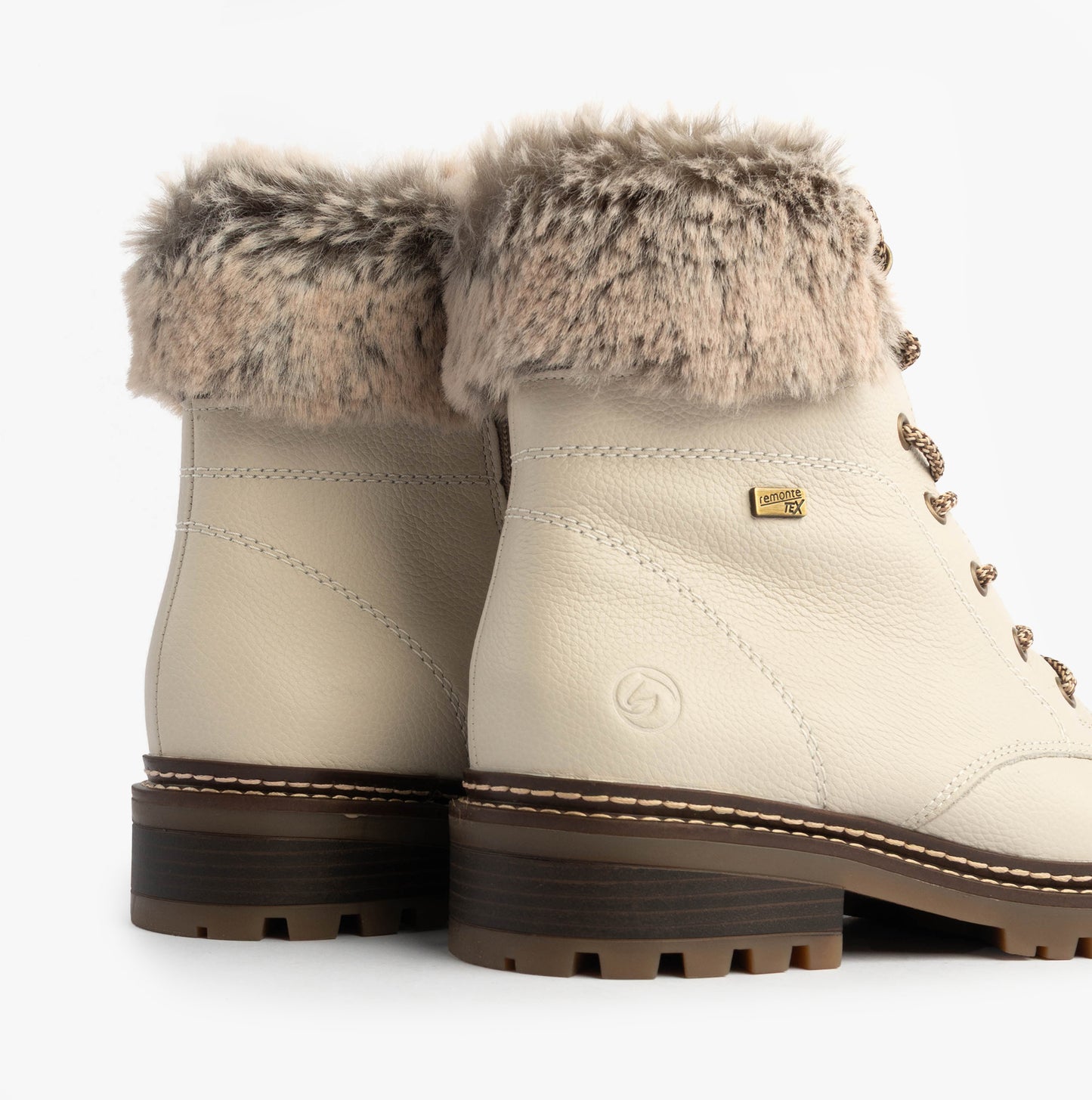 D0B74-80 Womens Faux Fur Collar Side Zip Boots White