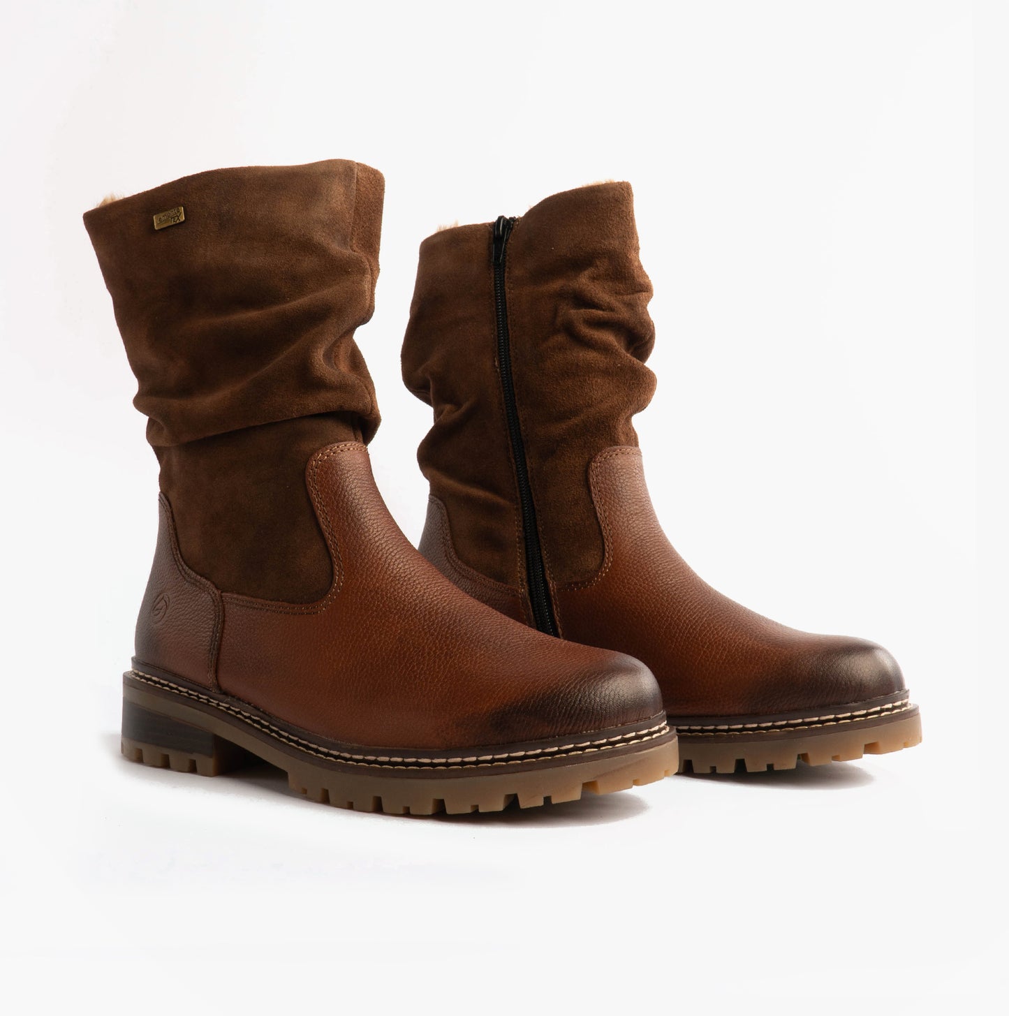 D0B80-24 Womes Side Zip Ankle Boots Brown