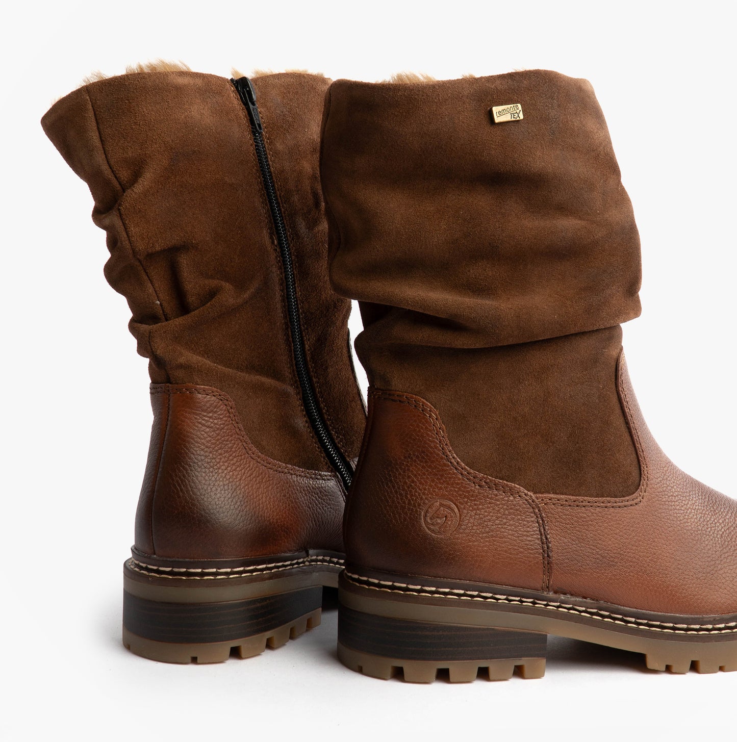 D0B80-24 Womes Side Zip Ankle Boots Brown