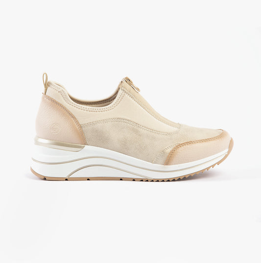 D0T08-61 Womens Trainers Beige Combination