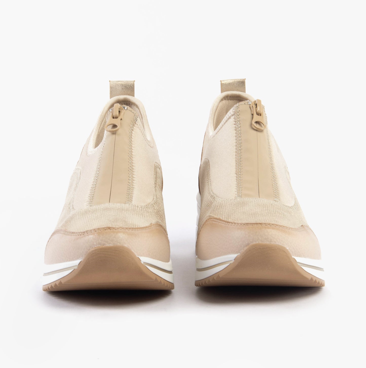 D0T08-61 Womens Trainers Beige Combination
