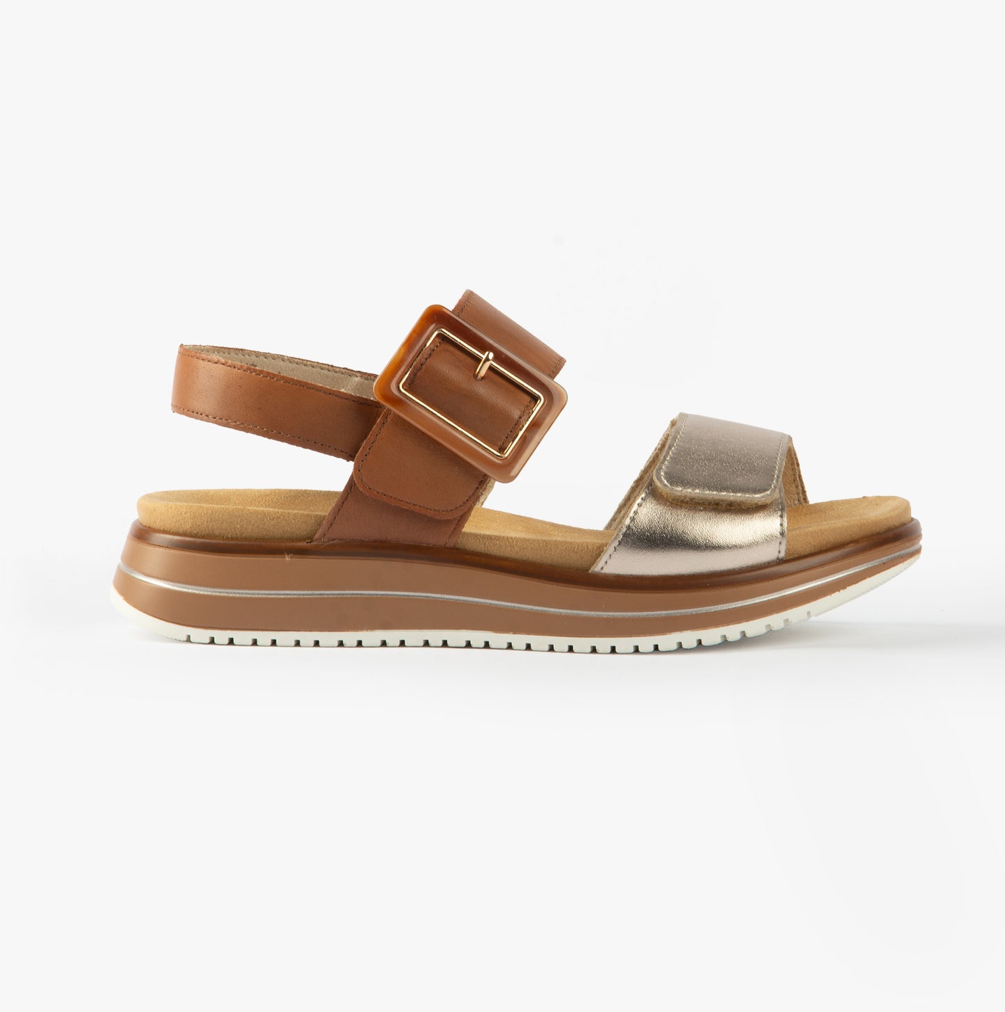 D1J53-22 Womens Sandals Brown Combination