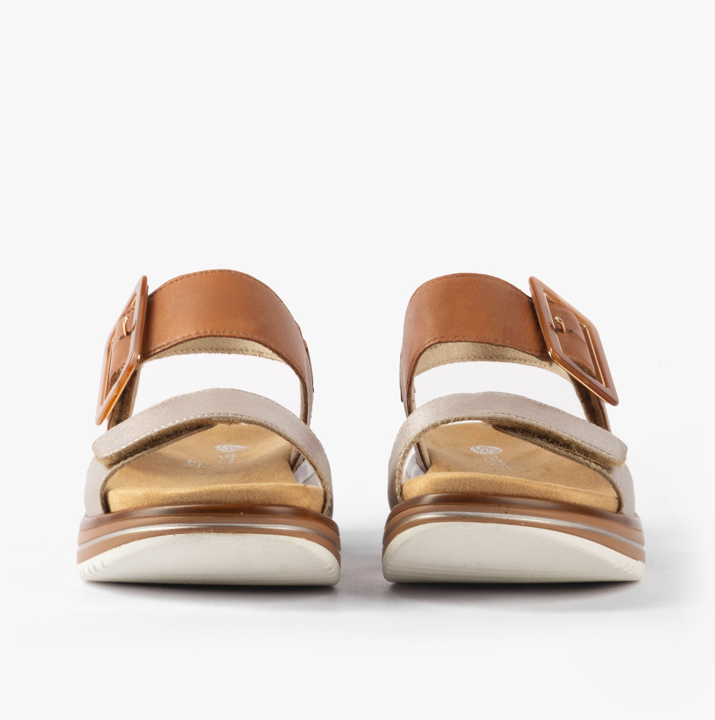 D1J53-22 Womens Sandals Brown Combination