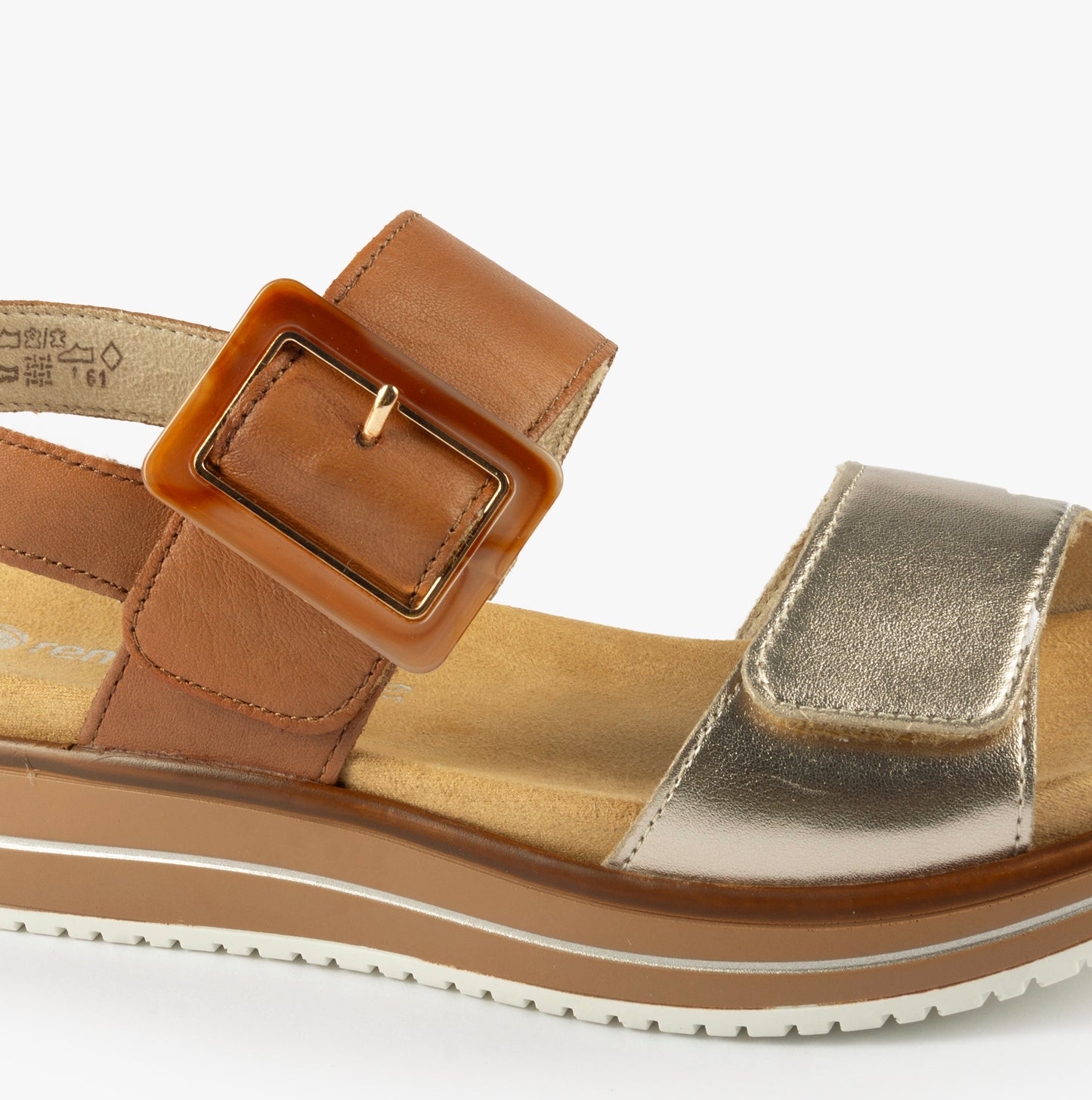 D1J53-22 Womens Sandals Brown Combination