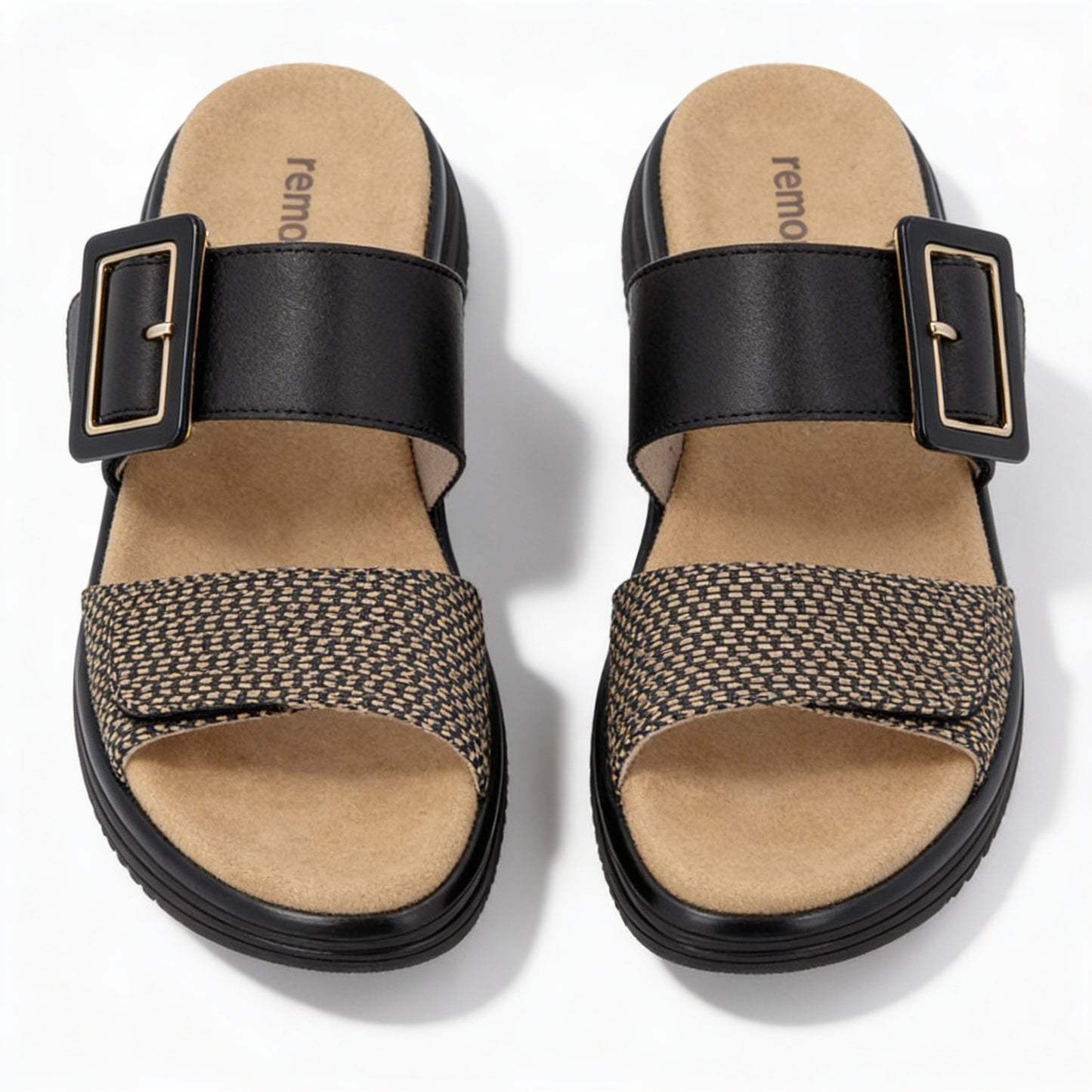 Remonte D1J61 Womens Cross Strap Sandals Black/Brown