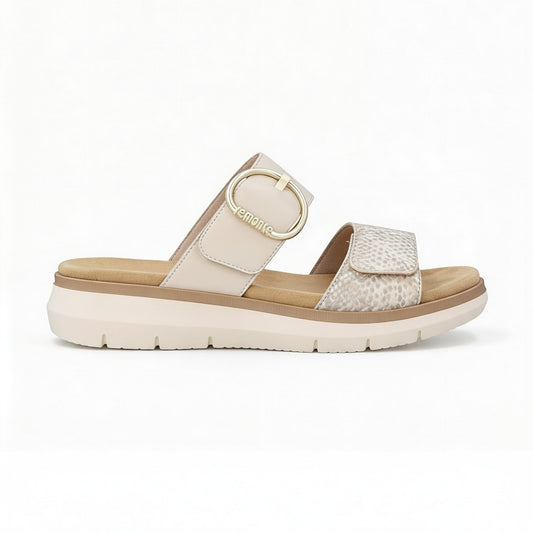 Remonte D2K57 Womens Cross Strap Sandals White/Gold