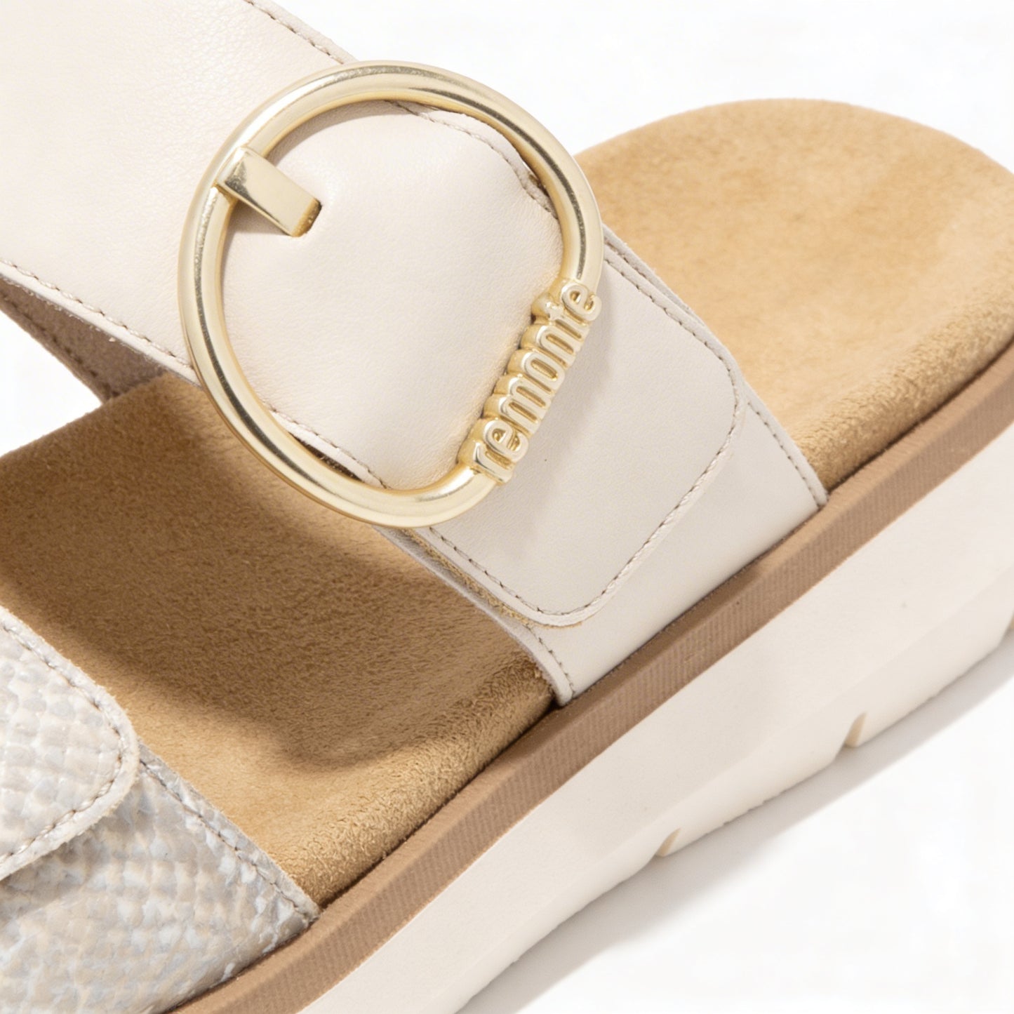Remonte D2K57 Womens Cross Strap Sandals White/Gold
