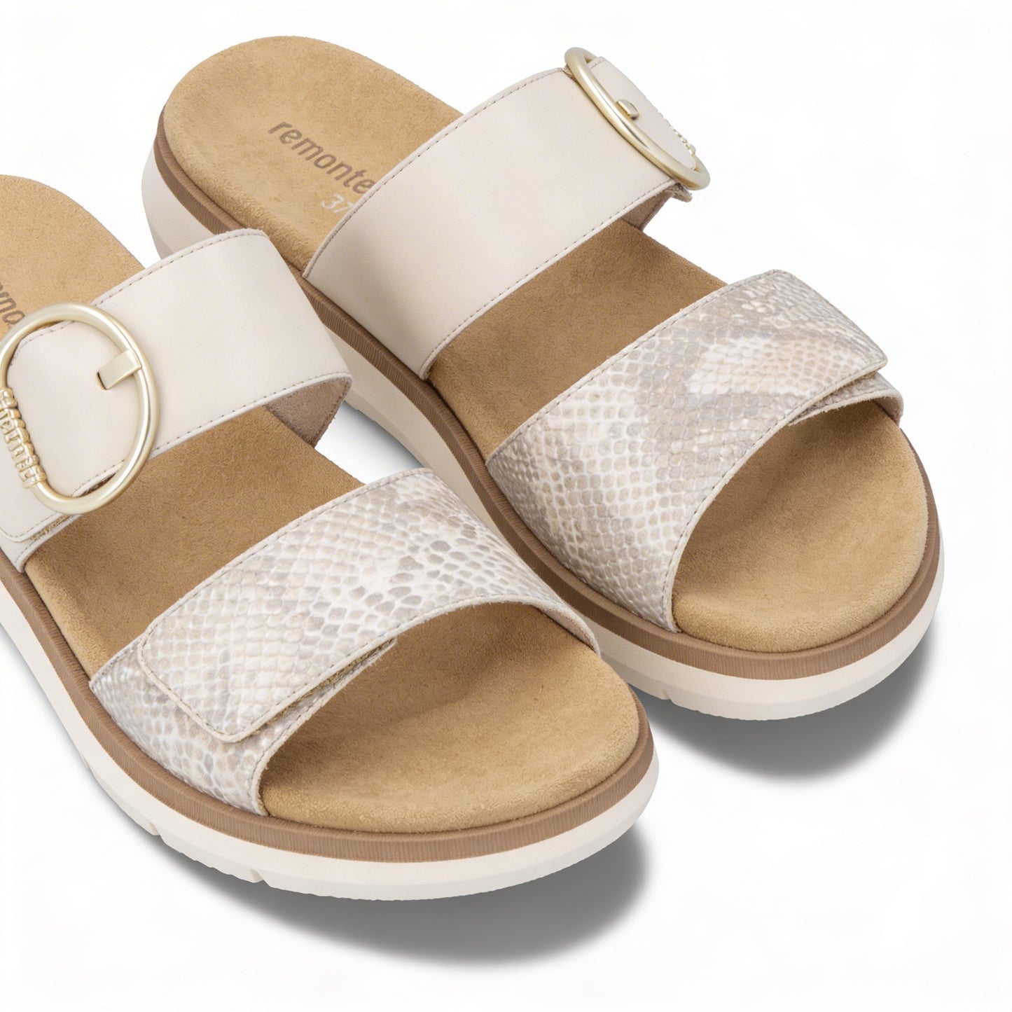 Remonte D2K57 Womens Cross Strap Sandals White/Gold