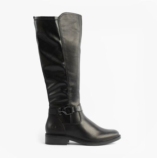 Womens Leather Tall Knee High Boots Black