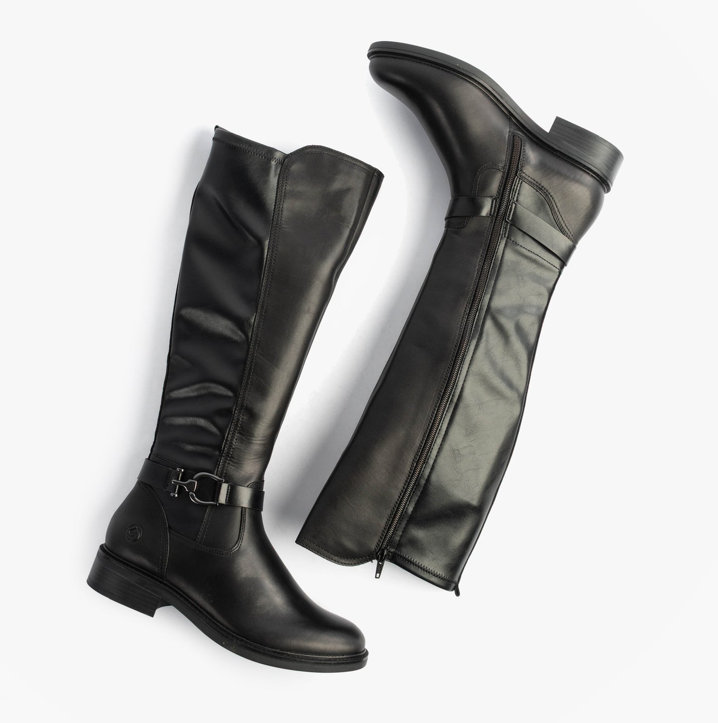 Womens Leather Tall Knee High Boots Black