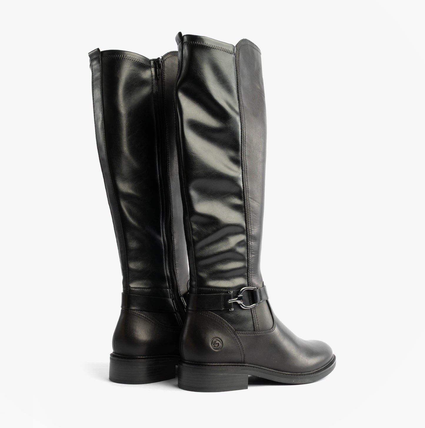 Womens Leather Tall Knee High Boots Black