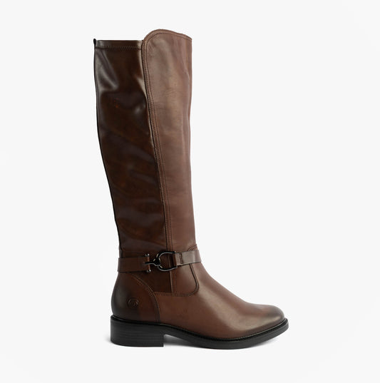 Womens Leather Tall Knee High Boots Brown