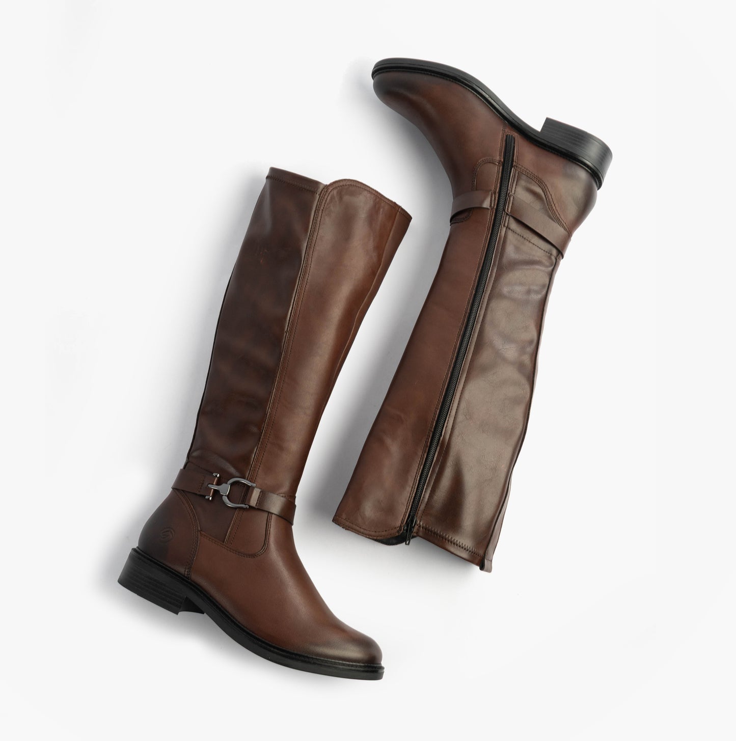 Womens Leather Tall Knee High Boots Brown