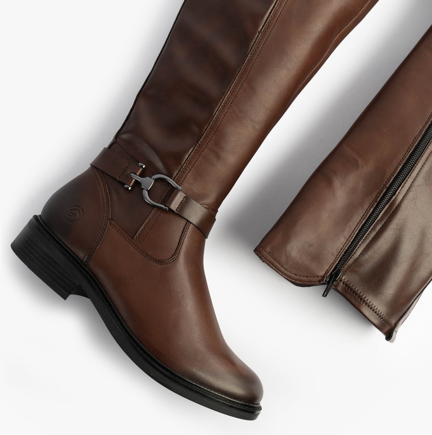 Womens Leather Tall Knee High Boots Brown