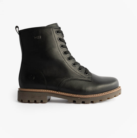 Womens Leather Ankle Zip Boots Black