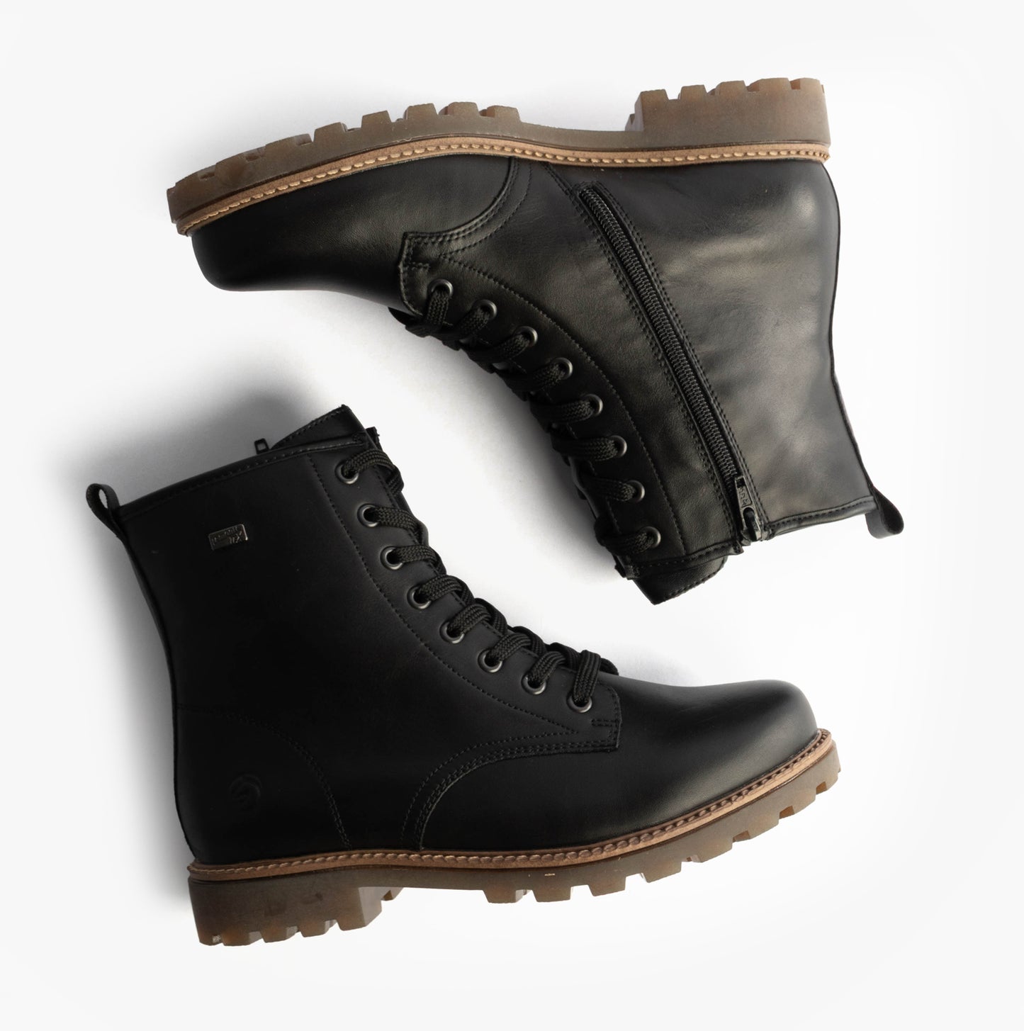 Womens Leather Ankle Zip Boots Black