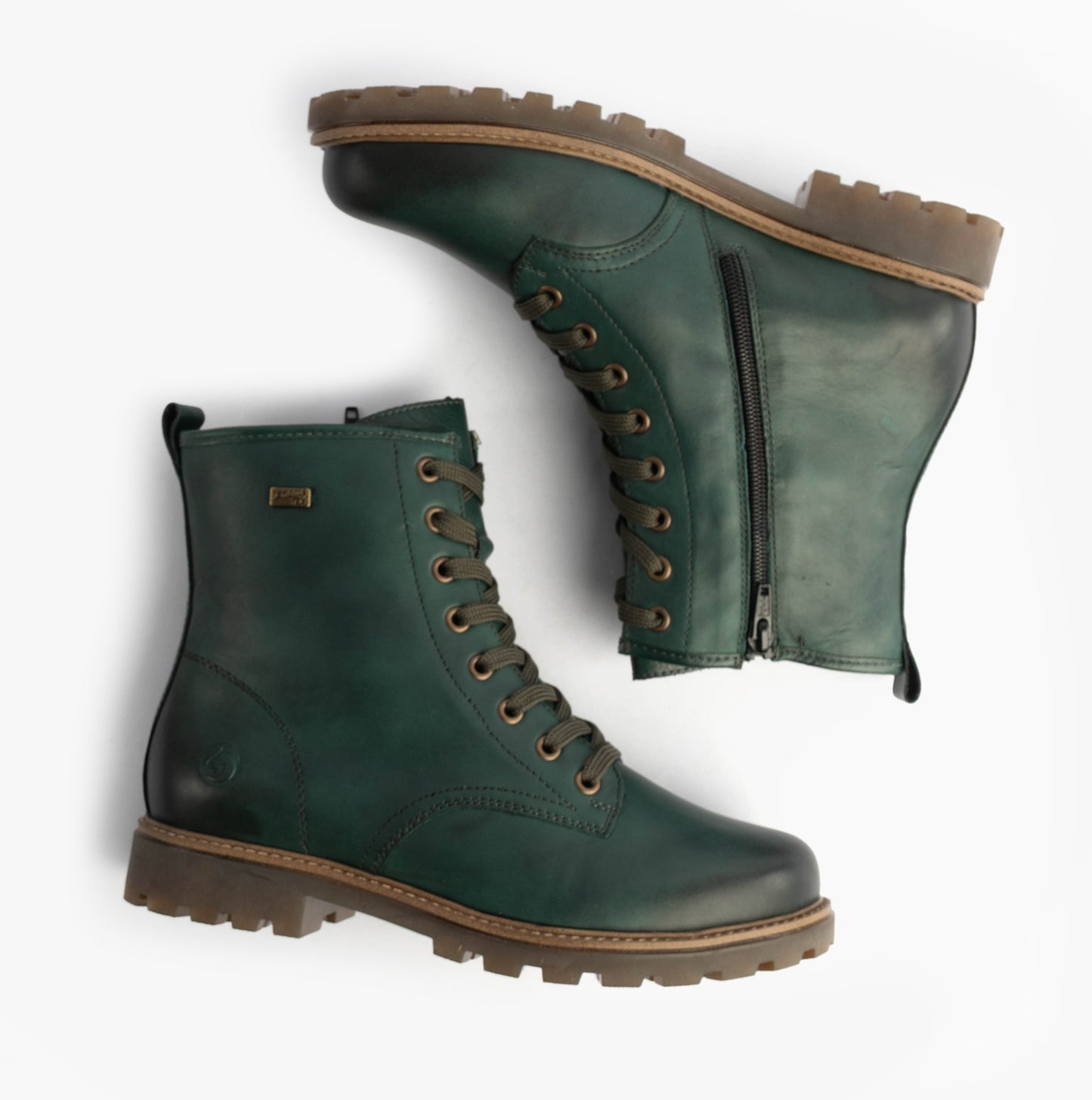 Womens Leather Ankle Zip Boots Green