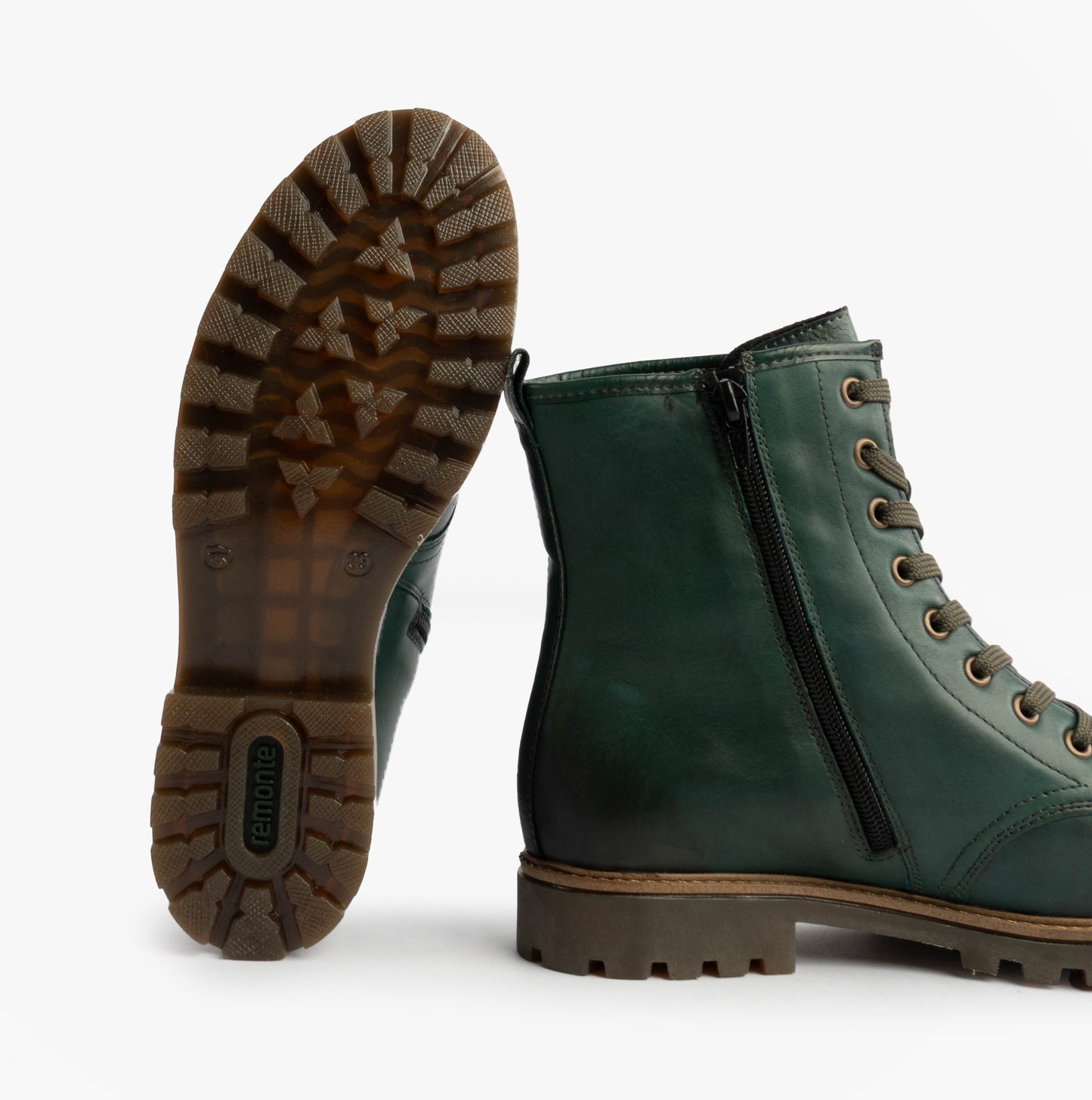 Womens Leather Ankle Zip Boots Green