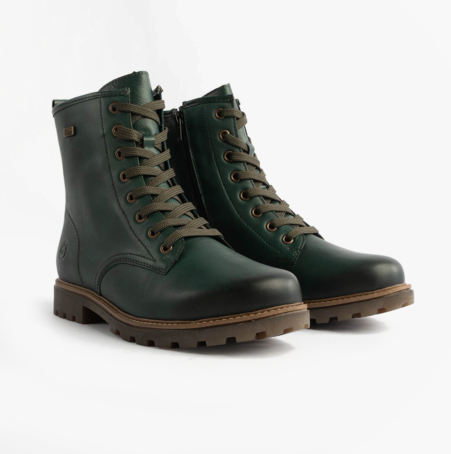 Womens Leather Ankle Zip Boots Green