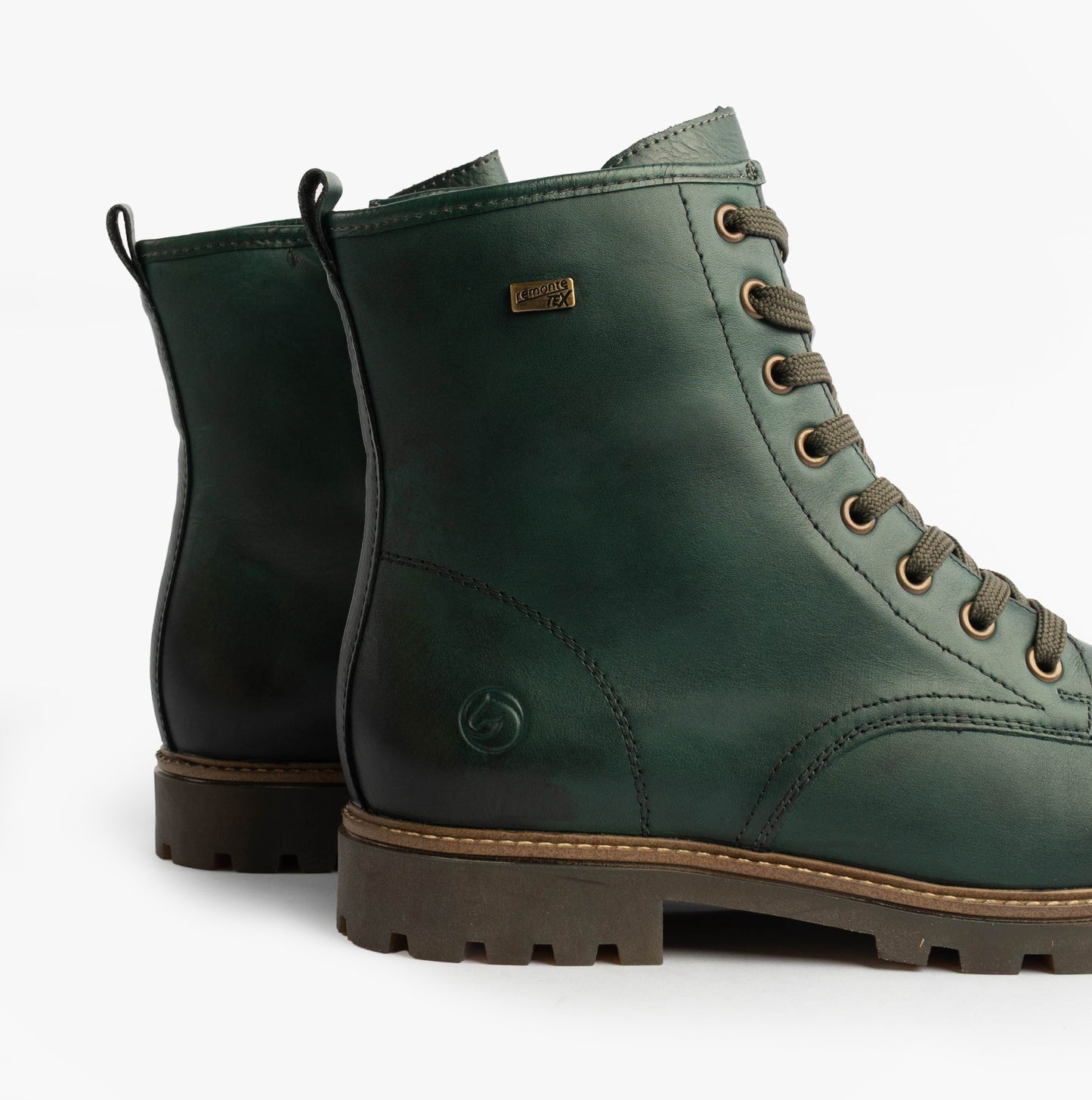 Womens Leather Ankle Zip Boots Green