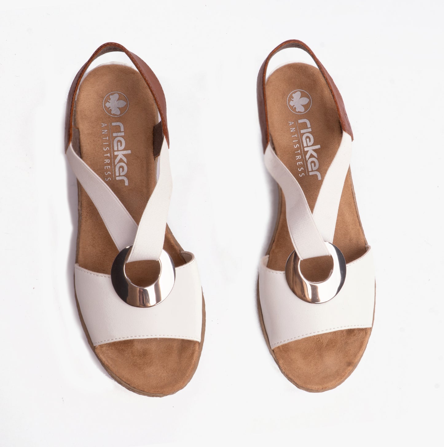 Rieker 624H6 Womens Cross Strap Sandals White