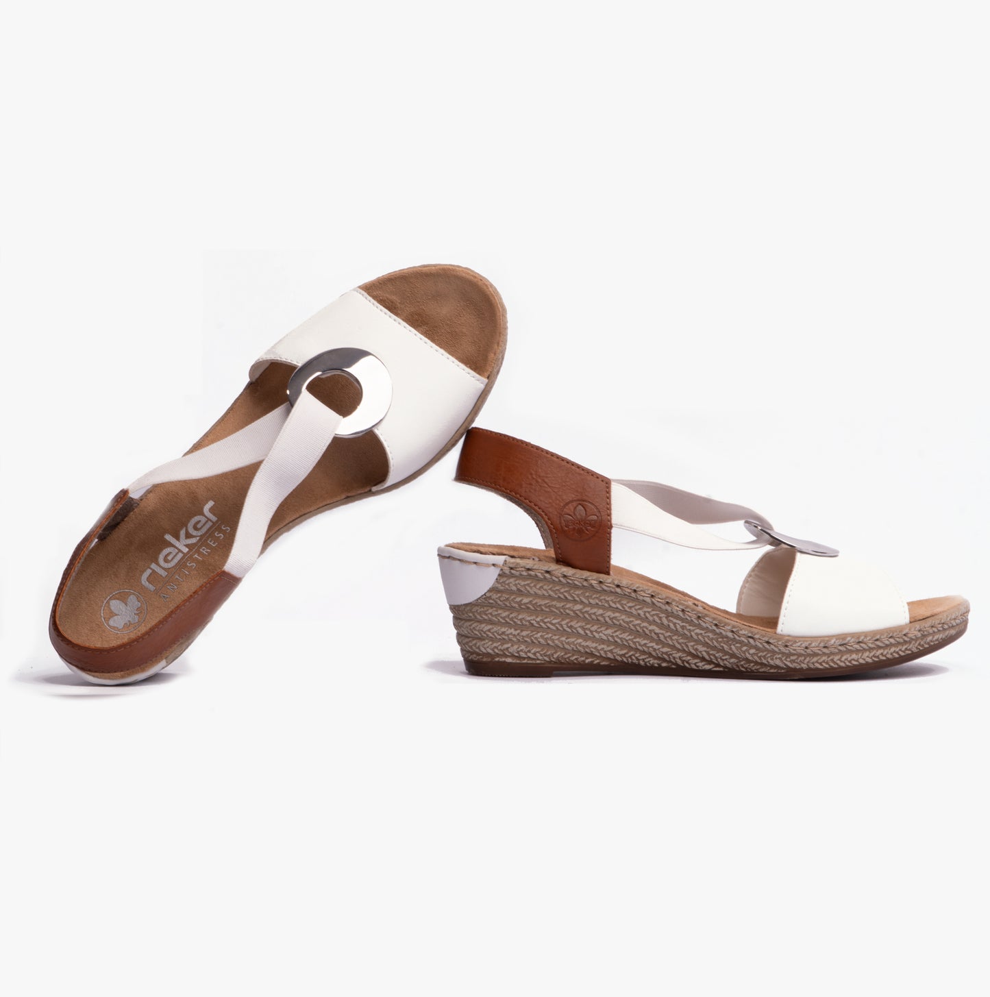 Rieker 624H6 Womens Cross Strap Sandals White