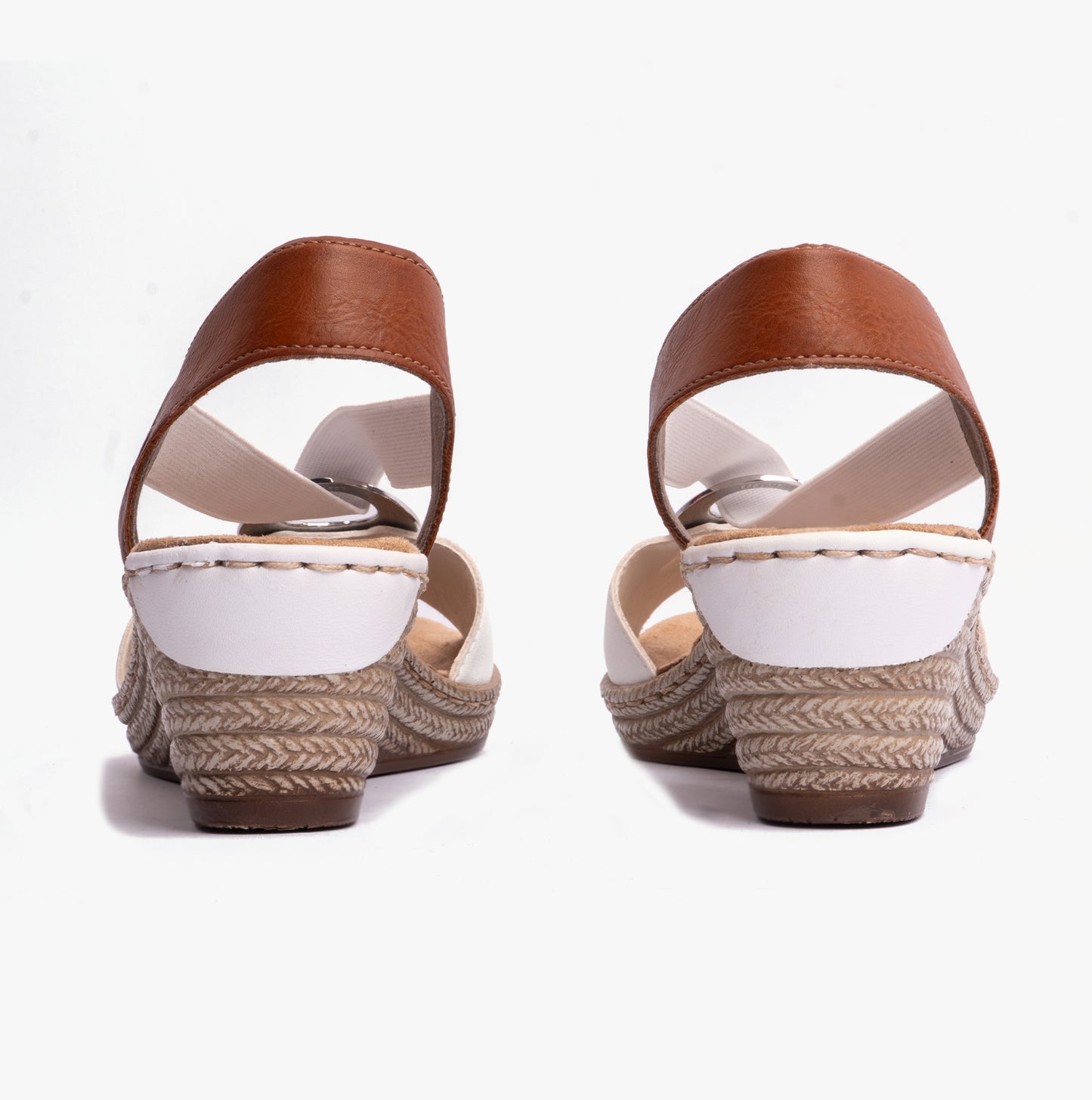 Rieker 624H6 Womens Cross Strap Sandals White