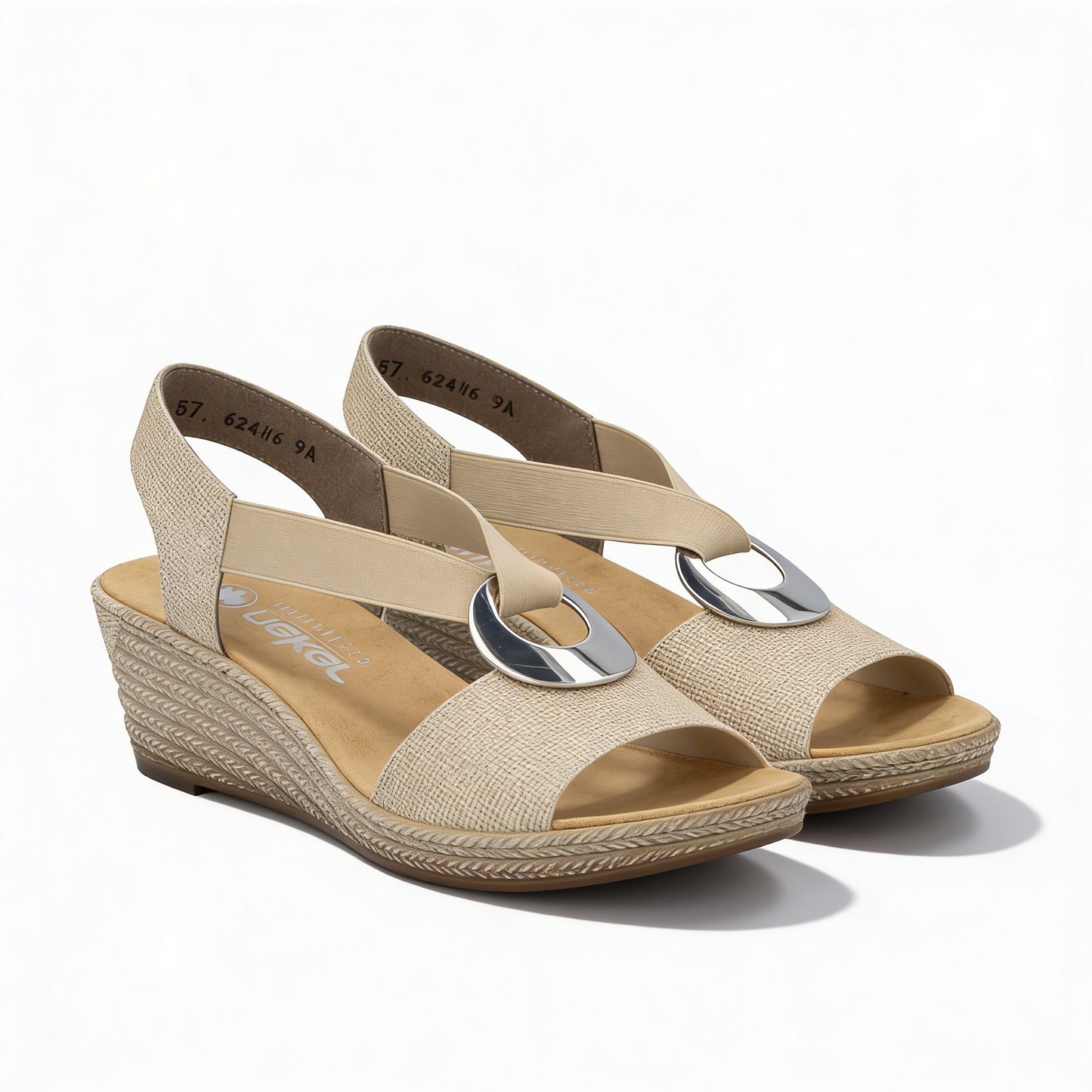 Rieker 624H6-93 Womens Slingback Sandals Beige Floral