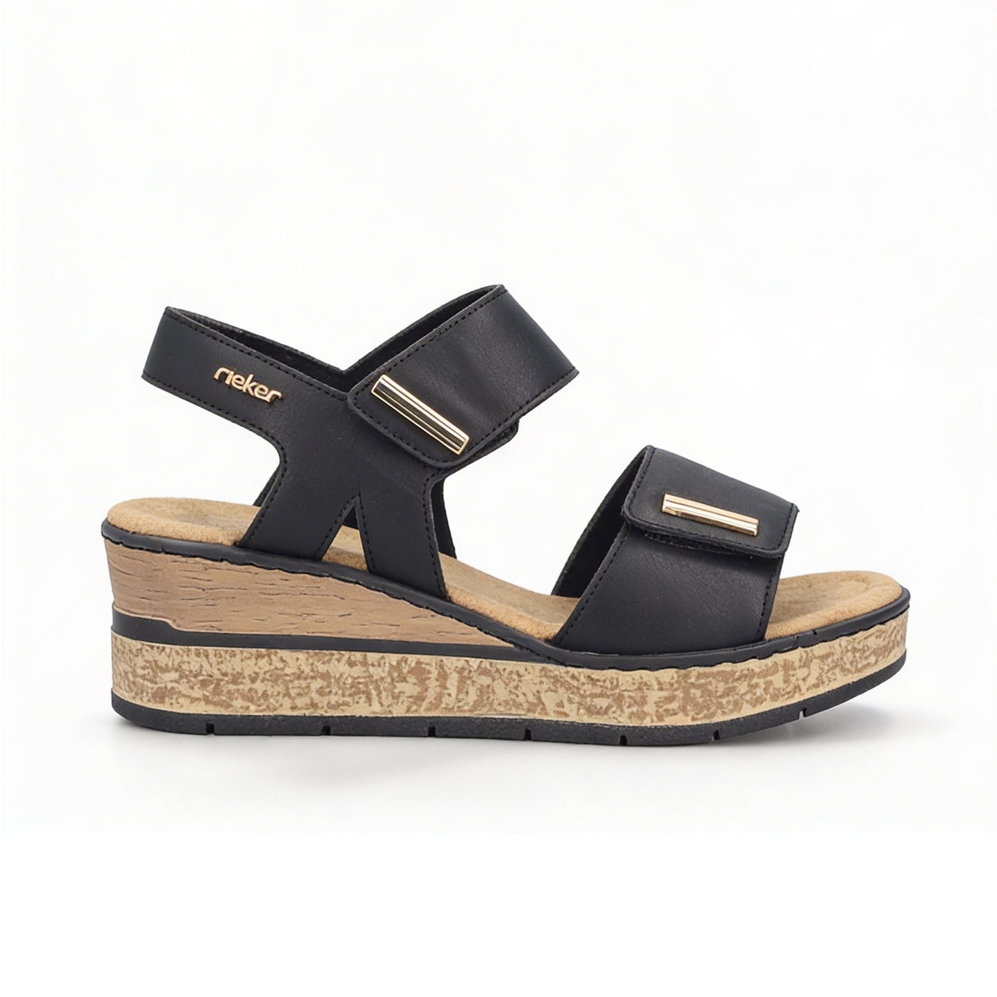 Rieker ROSE Womens Wedge Sandals Black