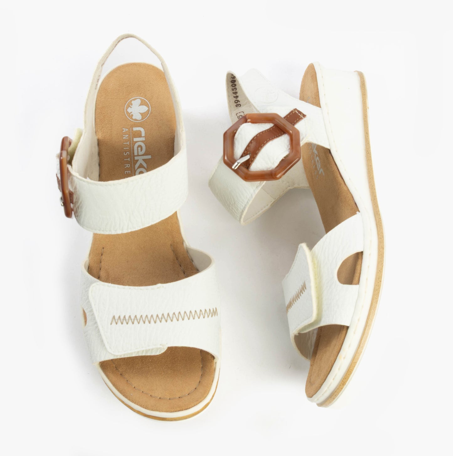 Rieker 67476 Womens Ankle Strap Sandals White Combination
