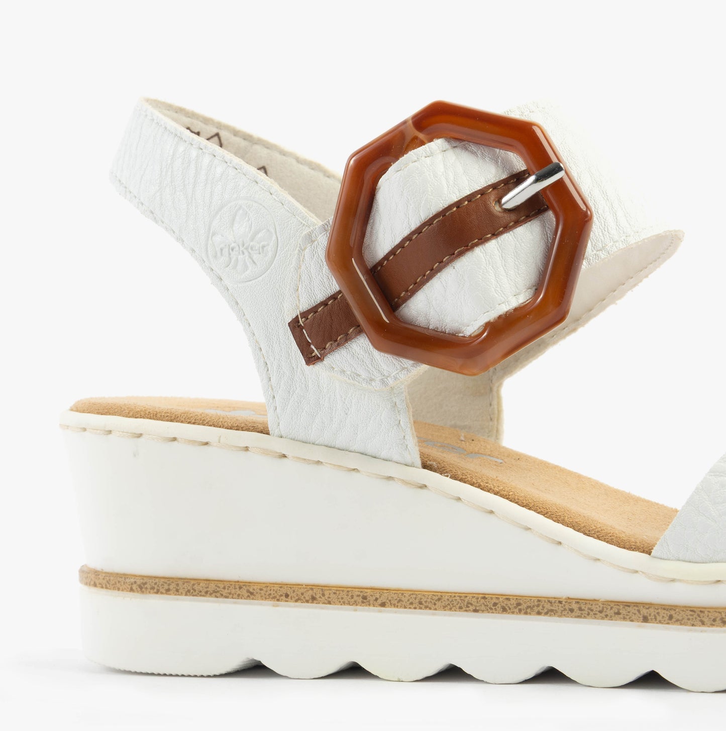 Rieker 67476 Womens Ankle Strap Sandals White Combination