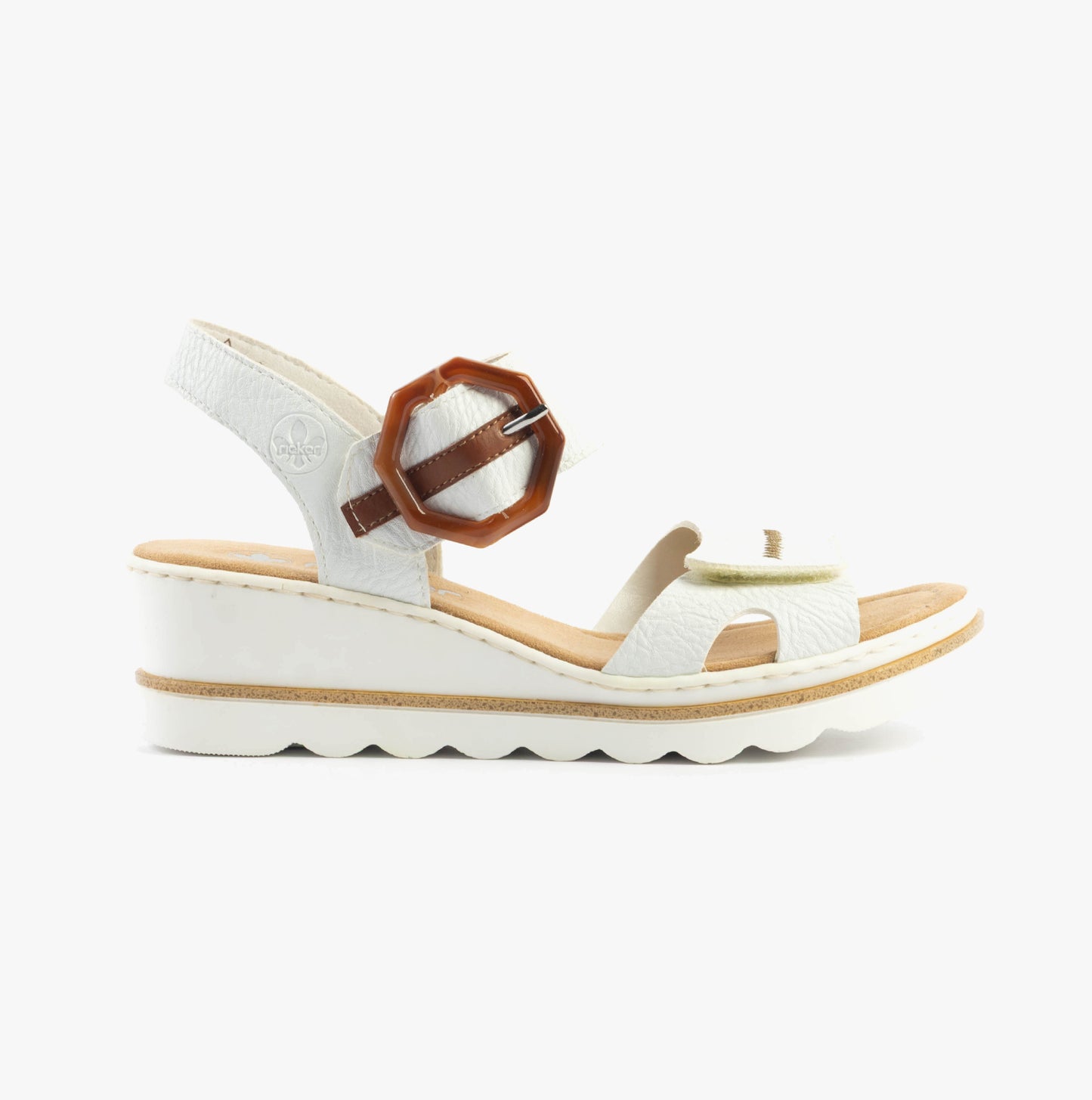 Rieker 67476 Womens Ankle Strap Sandals White Combination
