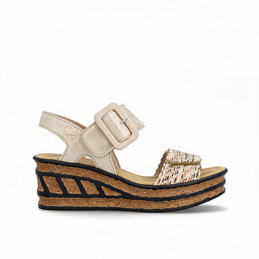 Rieker 68172 Womens Ankle Strap Sandals Oyster Pearl