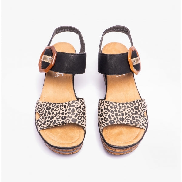 Rieker 68176 Womens Ankle Strap Sandals Black Multi