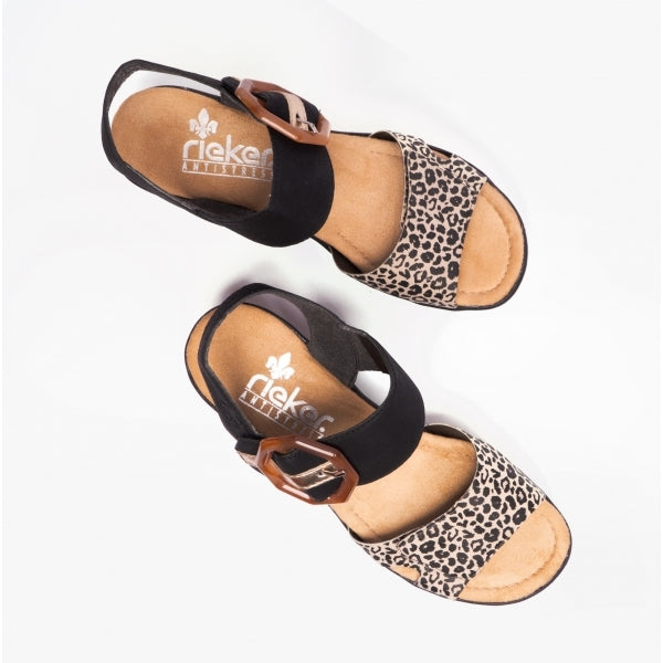 Rieker 68176 Womens Ankle Strap Sandals Black Multi