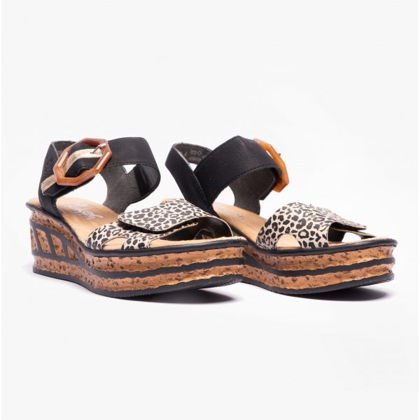 Rieker 68176 Womens Ankle Strap Sandals Black Multi