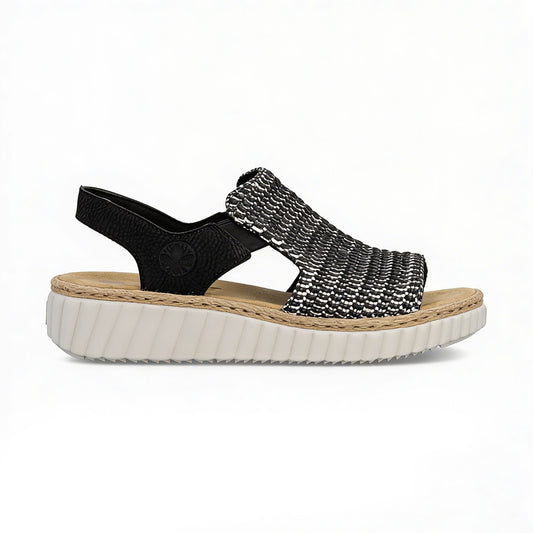 Rieker RACHEL Womens Wedge Sandals Black