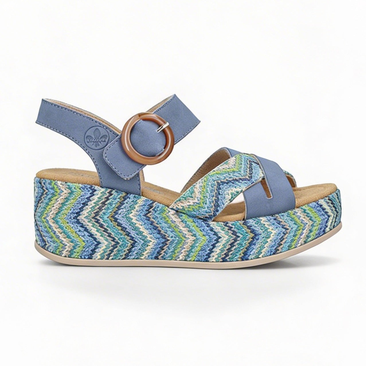 Rieker 69469 Womens Ankle Strap Sandals Blue