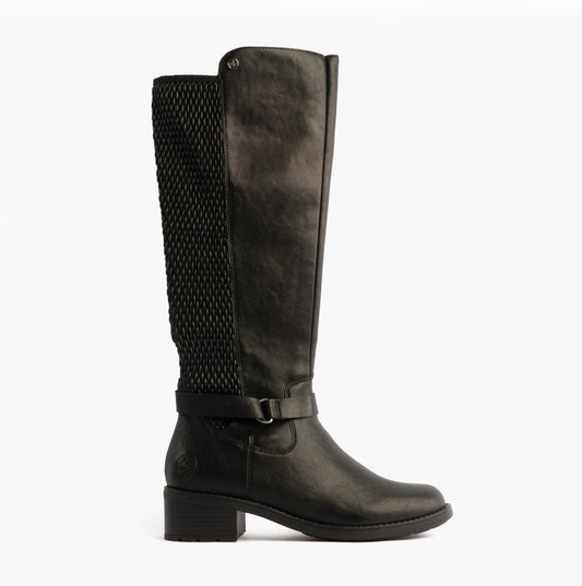 Womens Leather Tall Knee High Boots Black