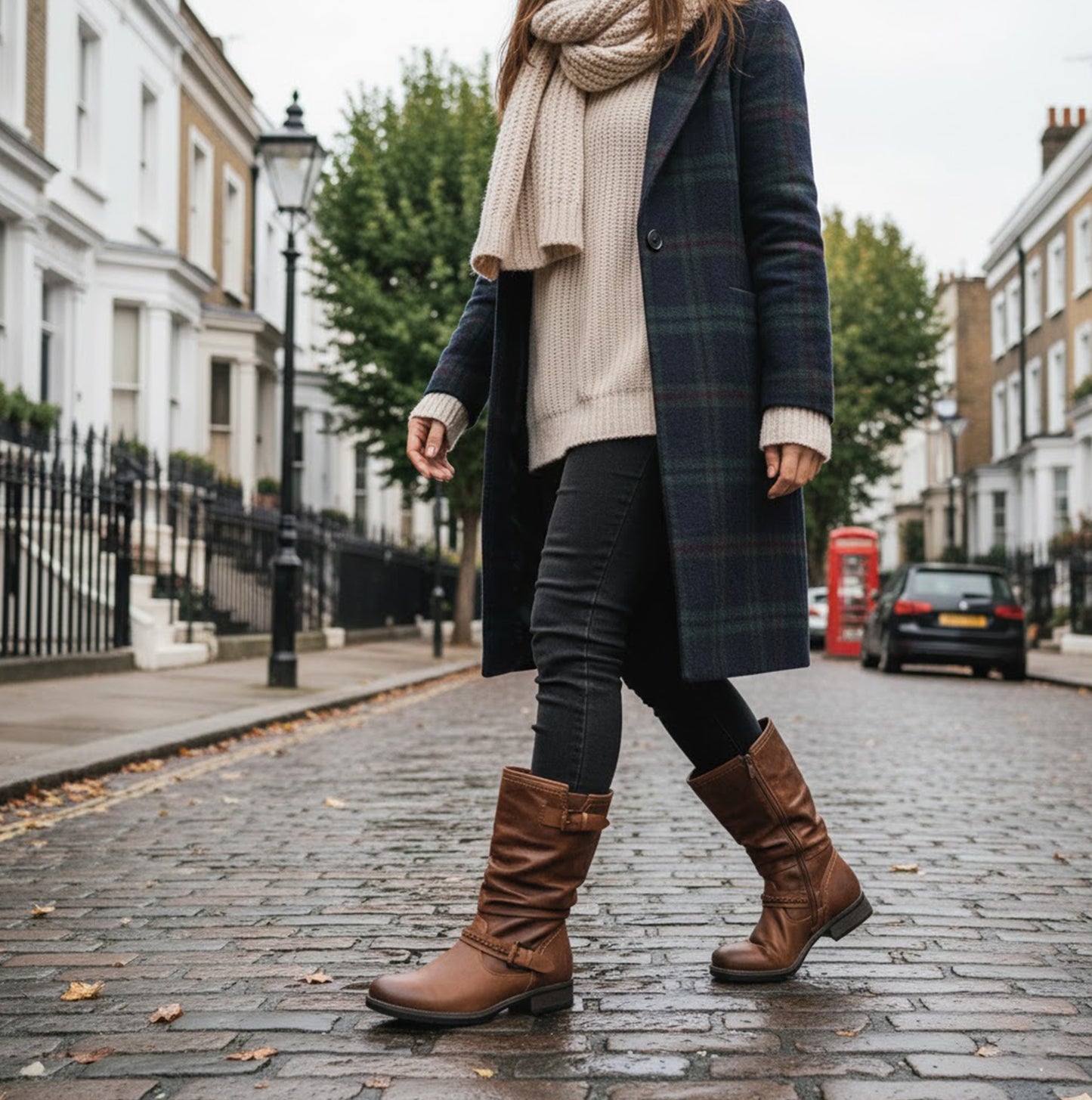 98860-22 Womens Calf Length Boots Nut Brown