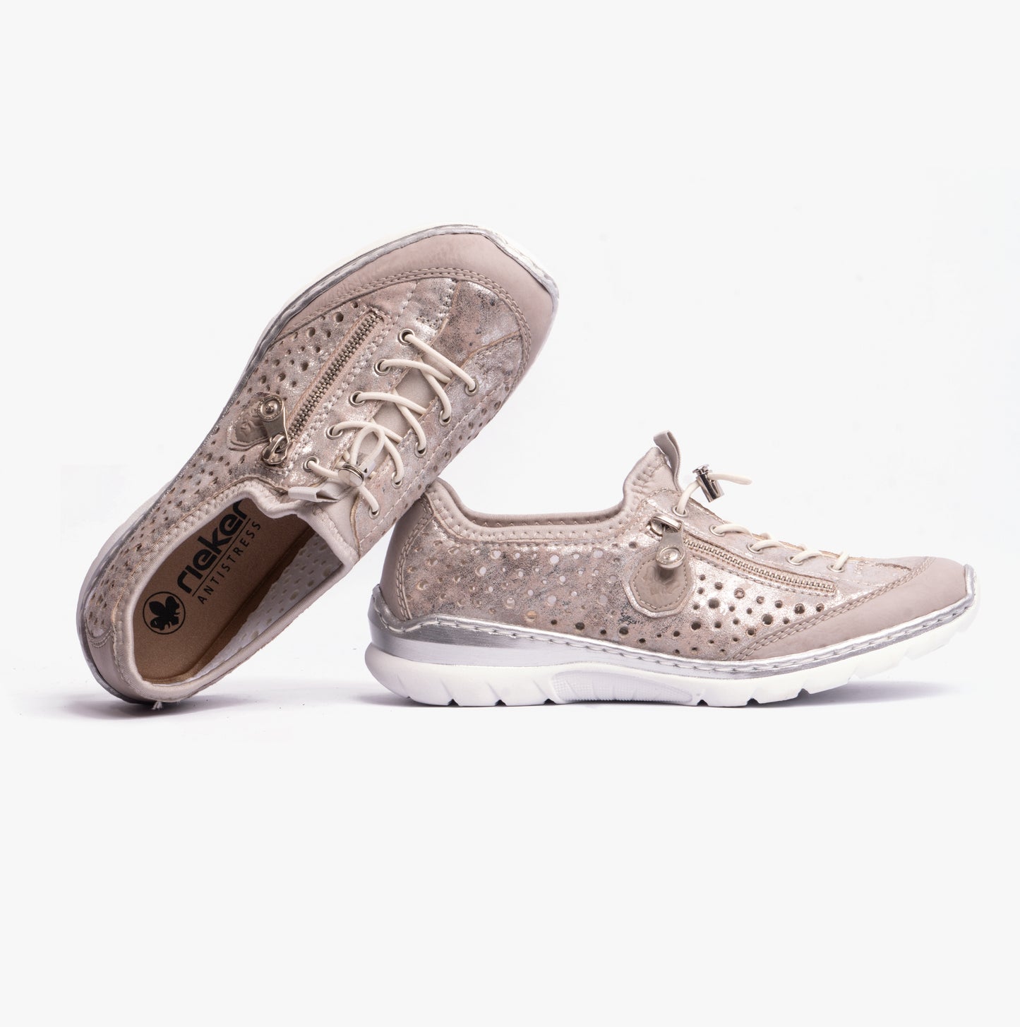 Rieker L32P6 Womens Casual Shoes Metallic