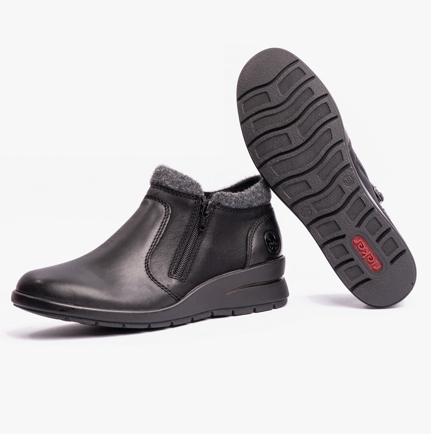 L4854-00 Womens Leather Boots Black