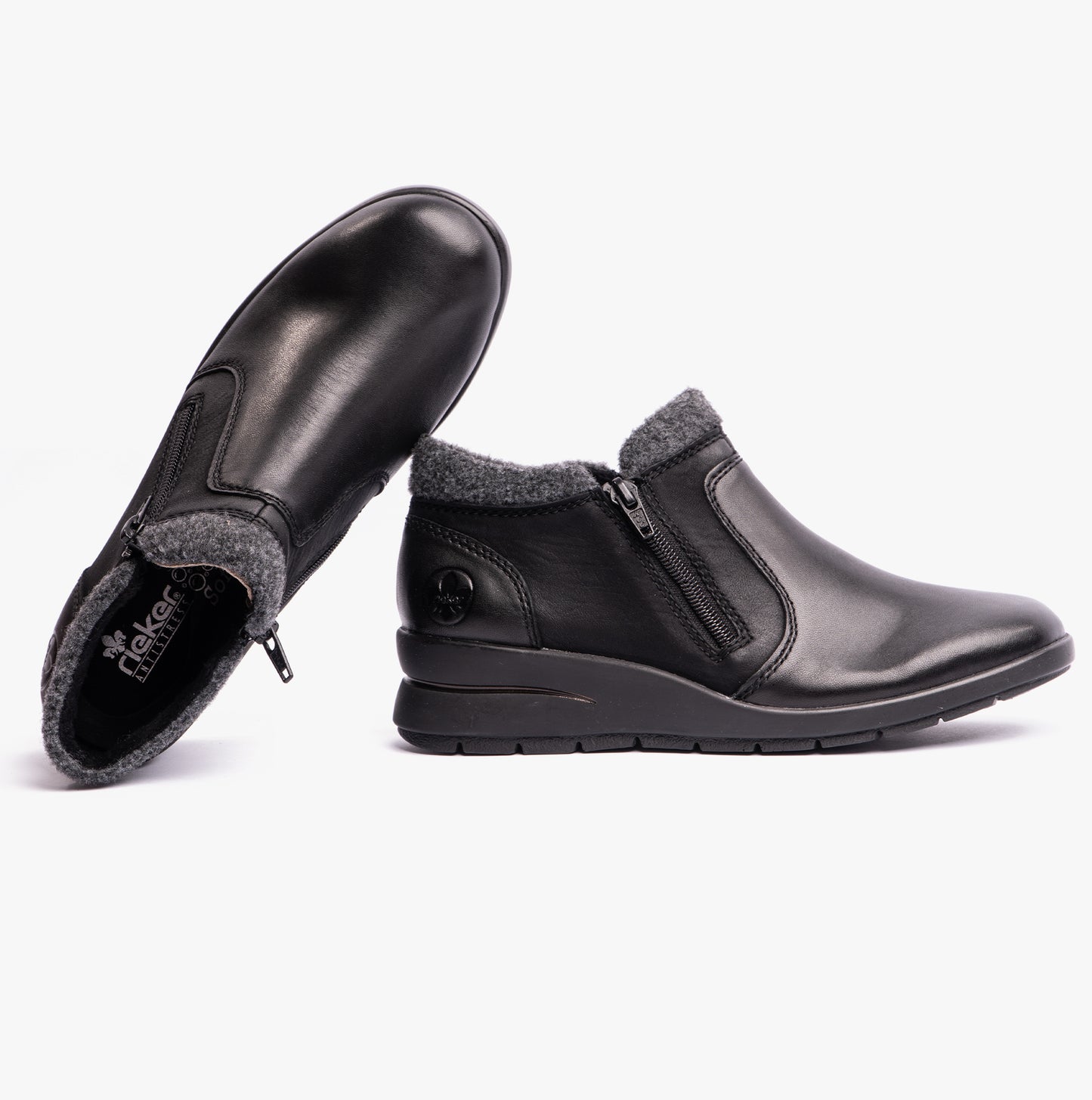 L4854-00 Womens Leather Boots Black