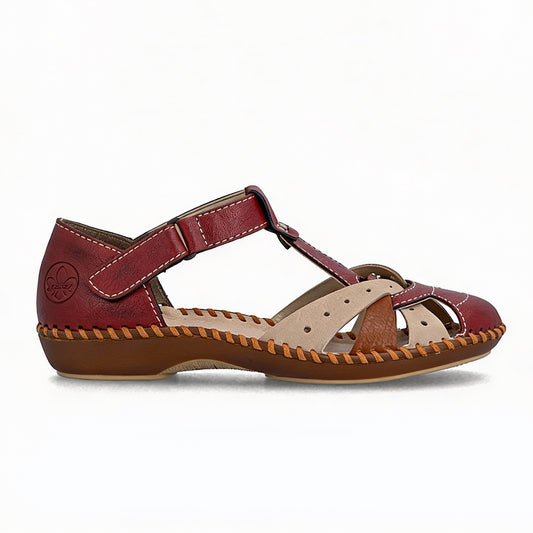 Rieker DESIDERIA Womens Cross Strap Sandals Red