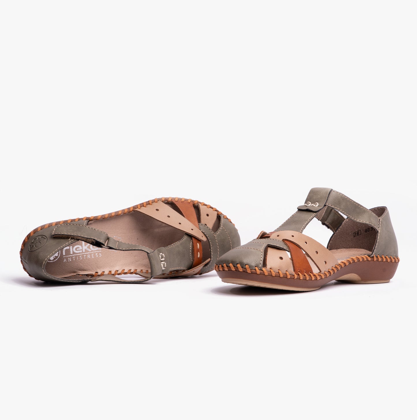 Rieker M1655 Womens Fisherman Sandals Green